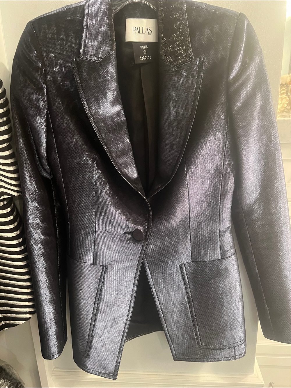Shimmer Navy Single-Button Blazer